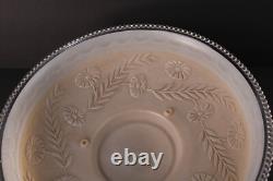 Art Deco Large Peach Tan Glass Ceiling Light Shade Bowl 3 Metal Hangers