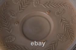 Art Deco Large Peach Tan Glass Ceiling Light Shade Bowl 3 Metal Hangers