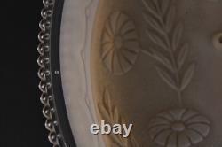 Art Deco Large Peach Tan Glass Ceiling Light Shade Bowl 3 Metal Hangers