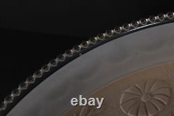 Art Deco Large Peach Tan Glass Ceiling Light Shade Bowl 3 Metal Hangers