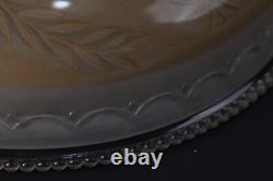 Art Deco Large Peach Tan Glass Ceiling Light Shade Bowl 3 Metal Hangers