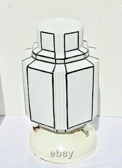 Art Deco Skyscraper Lamp Shade Ceiling Mount Light Fixture Vintage Milk Glass