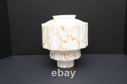 Art Deco Skyscraper Marbled Milk Glass Lamp Ceiling Shade 9.5