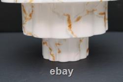 Art Deco Skyscraper Marbled Milk Glass Lamp Ceiling Shade 9.5