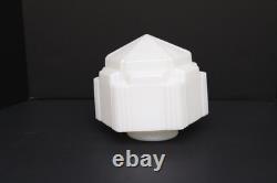 Art Deco Skyscraper Milk Glass Lamp Ceiling Shade 7.25