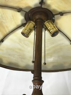 Art Nouveau Antique Bent Slag Glass Table Lamp Victorian Deco Miller Handel Era