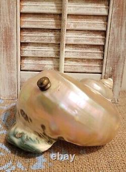 Art Nouveau Deco Nautilus Pearl Abalone Austrian Balamuti Lamp Shade, Vintage