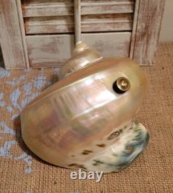 Art Nouveau Deco Nautilus Pearl Abalone Austrian Balamuti Lamp Shade, Vintage