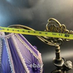Art Nouveau Victorian Lamp Purple Beaded Fringe Shade Goddess Bridge Arm Marble