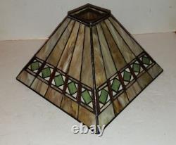 Arts And Crafts Mission Tiffany Style Vintage Stained Slag Glass Lamp Shade