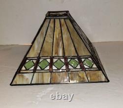 Arts And Crafts Mission Tiffany Style Vintage Stained Slag Glass Lamp Shade