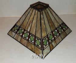 Arts And Crafts Mission Tiffany Style Vintage Stained Slag Glass Lamp Shade