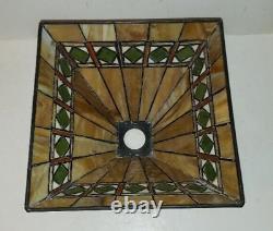 Arts And Crafts Mission Tiffany Style Vintage Stained Slag Glass Lamp Shade