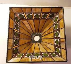 Arts And Crafts Mission Tiffany Style Vintage Stained Slag Glass Lamp Shade