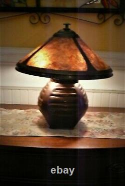 Autentic Dirk Van Erp Stamped 1915 29 Arts & Crafts Copper And Mica Table Lamp