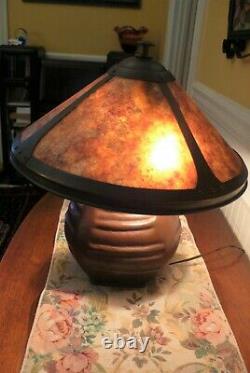Autentic Dirk Van Erp Stamped 1915 29 Arts & Crafts Copper And Mica Table Lamp