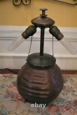 Autentic Dirk Van Erp Stamped 1915 29 Arts & Crafts Copper And Mica Table Lamp