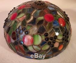 Authentic Vintage Quoizel Tiffany Collectible Stained Glass Signed Lamp Shade