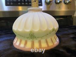 BEAUTIFUL 5 Tall Vintage Ribbed Mauve Hand Painted Milk Glass Lamp Shade