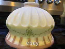 BEAUTIFUL 5 Tall Vintage Ribbed Mauve Hand Painted Milk Glass Lamp Shade