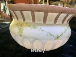 BEAUTIFUL 5 Tall Vintage Ribbed Mauve Hand Painted Milk Glass Lamp Shade