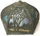 Beautiful Vintage Two-tone Slag Glass Metal Overlay Lamp Shade(only), No Base