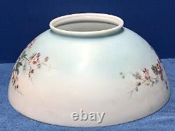 BIRDS & FLOWERS Antique MATCHING 14 Oil Lamp SHADE & Base & ORNATE Brass FONT