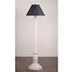 Brinton House New Vintage White Wood Floor Lamp With Punched Tin Black Shade / Nic
