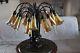 Bronze Vintage Lily Lamp -18 Lights With Iridescent Shades