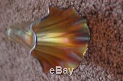 BRONZE Vintage LILY LAMP -18 LIGHTS WITH IRIDESCENT SHADES