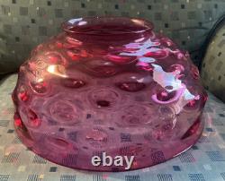 BULLSEYE CRANBERRY PARLOR DOME LAMP SHADE 1800's 14 inch NICE