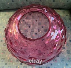 BULLSEYE CRANBERRY PARLOR DOME LAMP SHADE 1800's 14 inch NICE