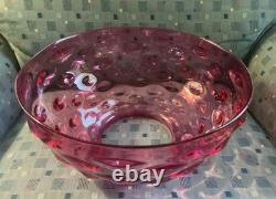 BULLSEYE CRANBERRY PARLOR DOME LAMP SHADE 1800's 14 inch NICE