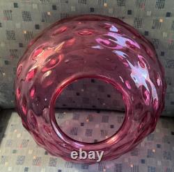 BULLSEYE CRANBERRY PARLOR DOME LAMP SHADE 1800's 14 inch NICE