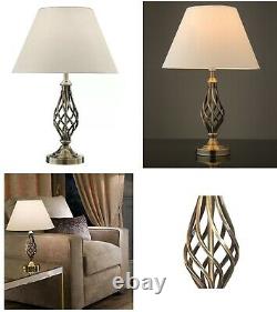 Barley Twist Traditional Table Lamp & Shade Antique Brass Lounge Bedside Lamps