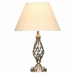 Barley Twist Traditional Table Lamp & Shade Antique Brass Lounge Bedside Lamps