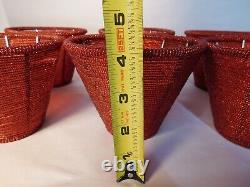 Beaded Lamp Shade set of 2 burn Red Vintage Glass Small Mini 4.5 Height