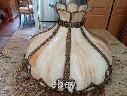 Beautiful Antique Slag Glass Shade XL 20 Diameter, 13 Tall, Beautiful Beautiful Antique Slag Glass Shade XL 20 Diameter, 13 Tall, Beautiful