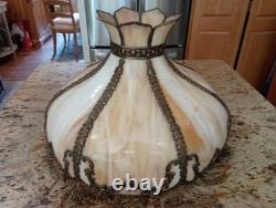 Beautiful Antique Slag Glass Shade XL 20 Diameter, 13 Tall, Beautiful Beautiful Antique Slag Glass Shade XL 20 Diameter, 13 Tall, Beautiful
