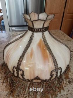 Beautiful Antique Slag Glass Shade XL 20 Diameter, 13 Tall, Beautiful Beautiful Antique Slag Glass Shade XL 20 Diameter, 13 Tall, Beautiful