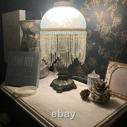 Beautiful Cheyenne Victorian Deco Lamp Roses Beaded Dome shade works Vintage