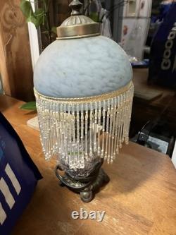 Beautiful Cheyenne Victorian Deco Lamp Roses Beaded Dome shade works Vintage