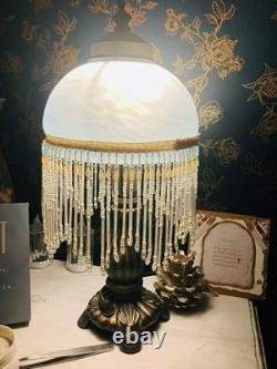 Beautiful Cheyenne Victorian Deco Lamp Roses Beaded Dome shade works Vintage