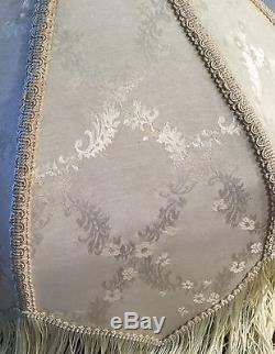 Beautiful LARGE vintage lampshade. Victorian in cream brocade and long fringe