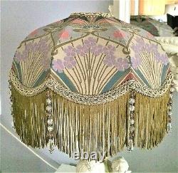 Beautiful Liberty Ianthe Fabric Lampshade Glass Tassels 33cm Base Art Nouveau