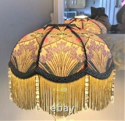 Beautiful Liberty Ianthe Fabric Lampshade Glass Tassels 33cm Base Art Nouveau