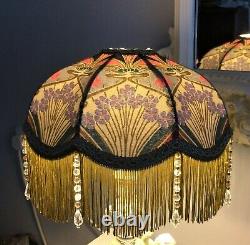 Beautiful Liberty Ianthe Fabric Lampshade Glass Tassels 33cm Base Art Nouveau