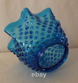 Beautiful Sapphire Blue Large Hobnail Antique Glass Lamp Shade With 4 Fitter