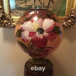 Beautiful SuccessPittsburgh PLB & G Co GWTW antique oil lamp colorful floral