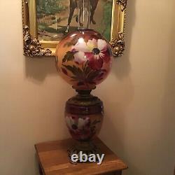 Beautiful SuccessPittsburgh PLB & G Co GWTW antique oil lamp colorful floral